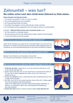 Zahnunfälle Merkblatt